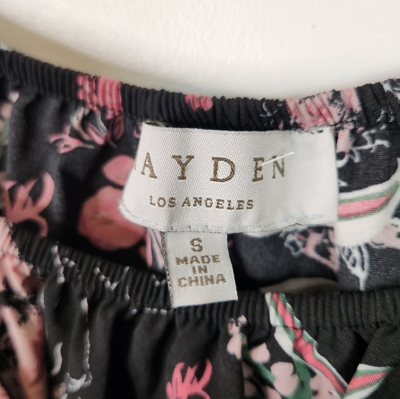 Hayden Los Angeles Floral Foliage Print Twist Front Peplum Top Long Sleeve Small - Picture 8 of 11